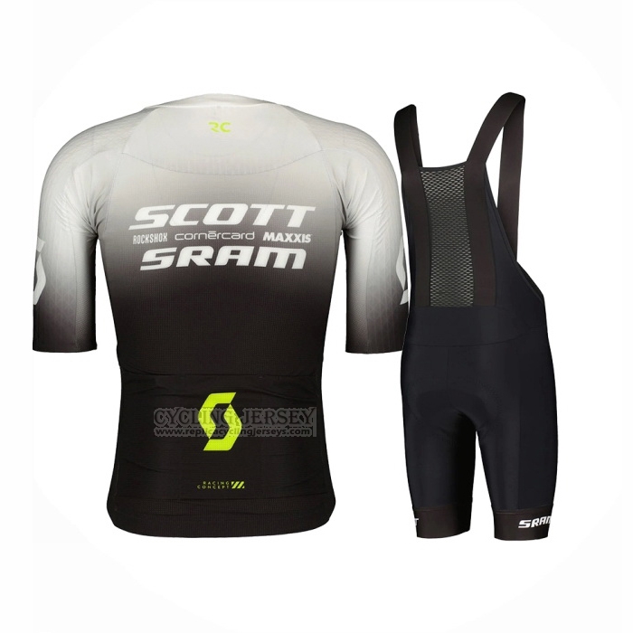 2023 Cycling Jersey Scott Sram Gray Black Short Sleeve and Bib Short